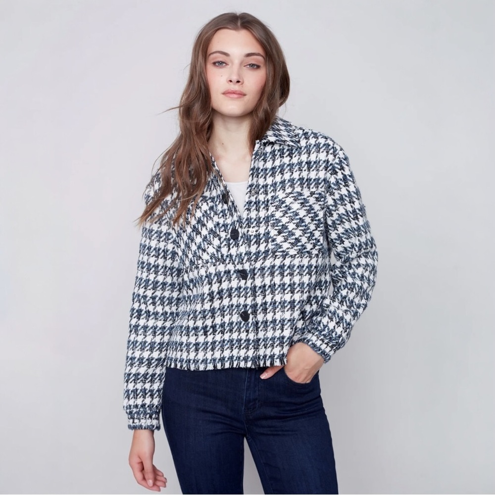 CHARLIE B Black and White Houndstooth Jacket